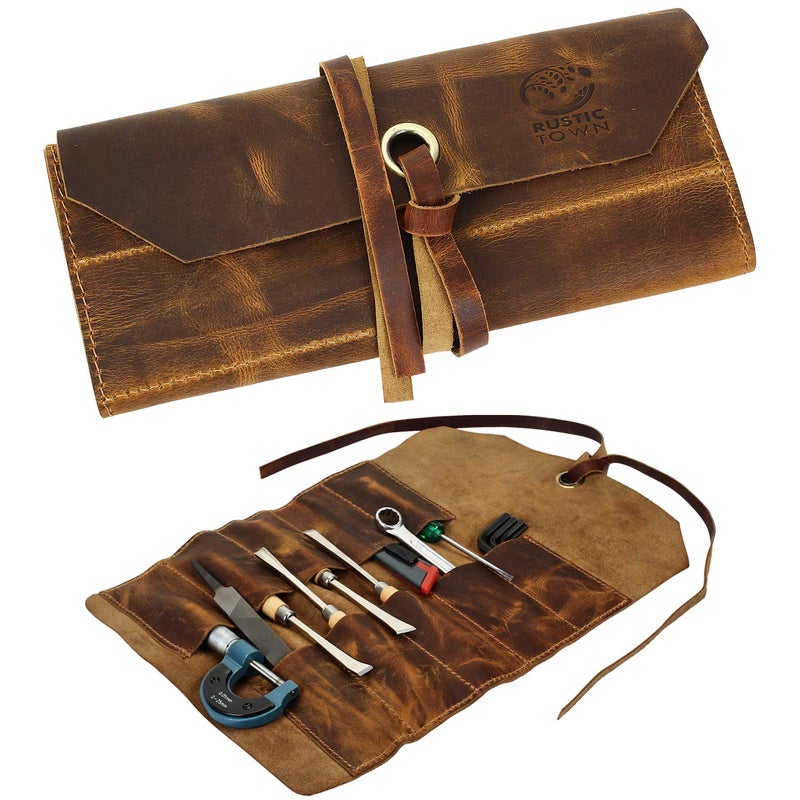 Rustic Town Leather Tool Roll Up Pouch - Leather Tool Wrench Roll/Chisel Bag by Rustic Town - Image 1